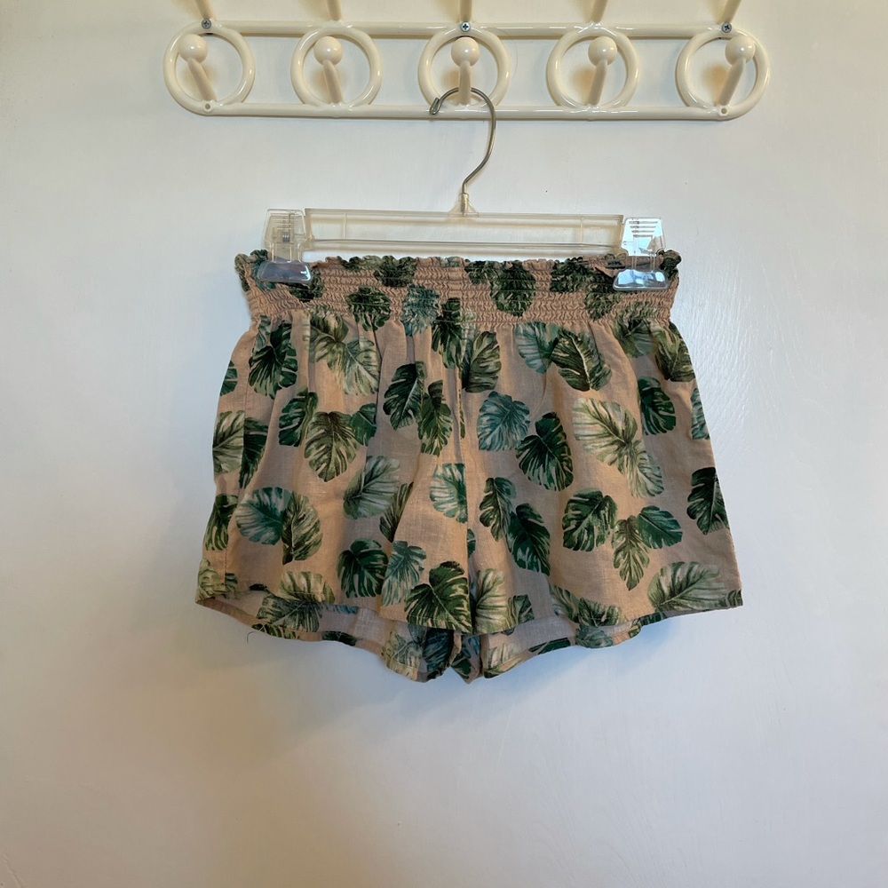 Tan Tropical Stretchy Shorts